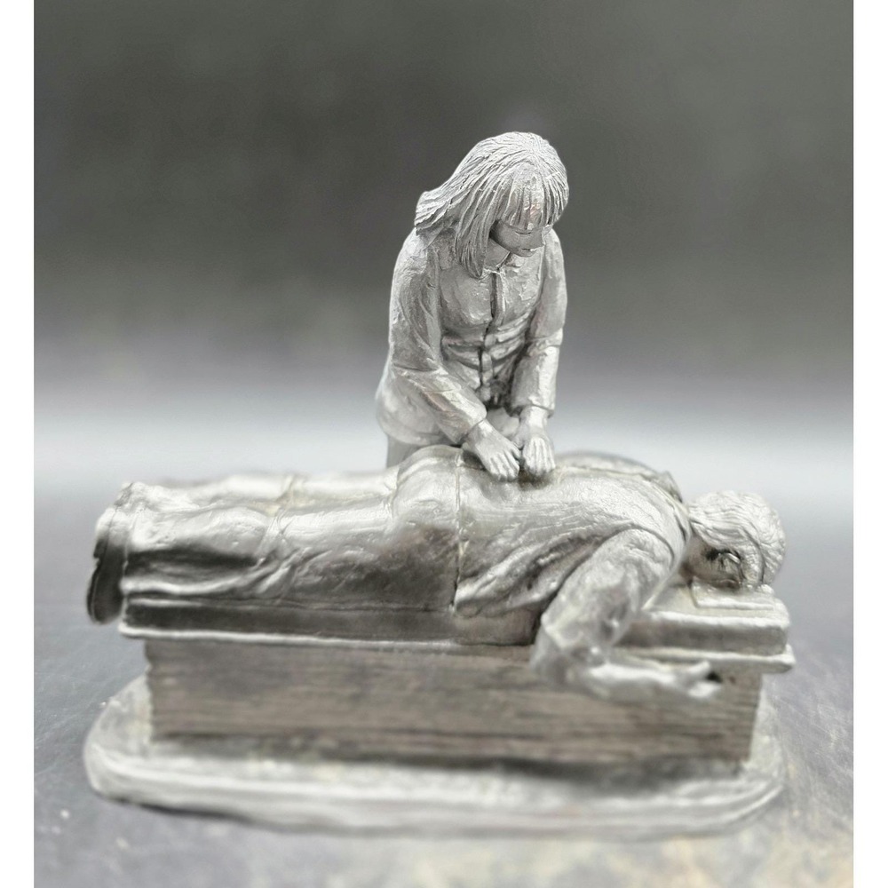 Vintage Female‎ Chiropractor Michael Ricker Pewter Sculpture Signed 1986 5.5"